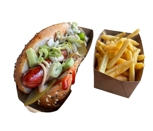 Skutočná fotografia hot dogu s hranolkami