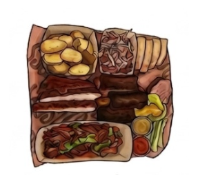 Ilustrácia mäsového taniera